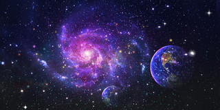 紫色唯美银河星球太空宇宙梦幻星空星云银河展板背景星辰背景